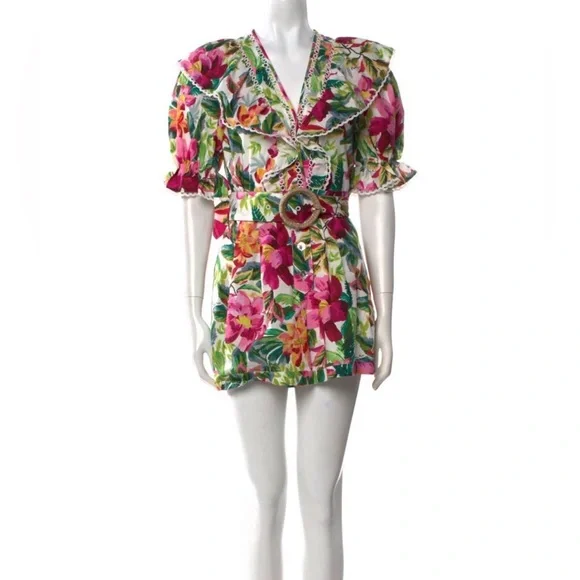FARM Rio Painted Flowers Ruffle Romper - Picture 1 of 3